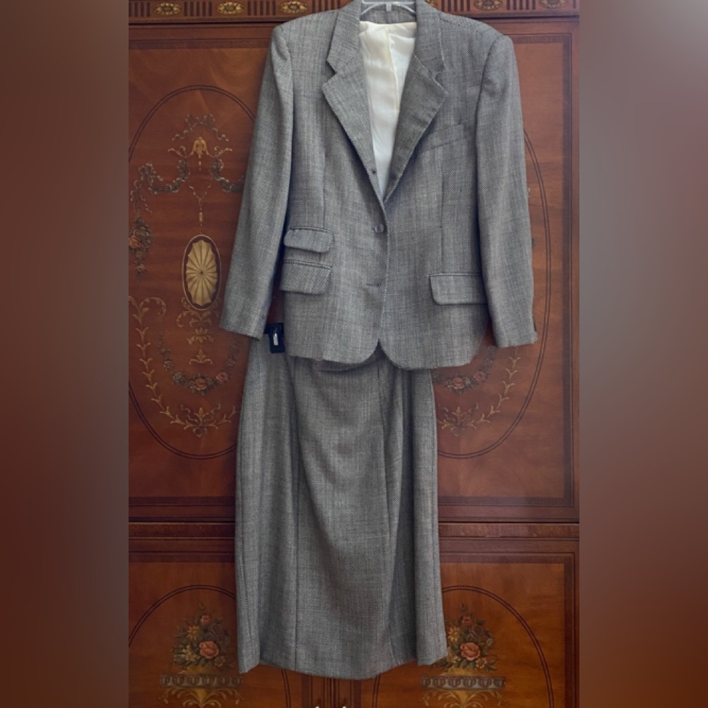 Custom vintage 1980s wool skirt suit